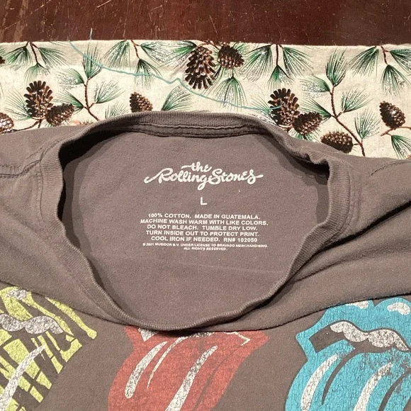 The Rolling Stones Gray Tee with Colorful Tongue Graphics - Picture 2 of 5